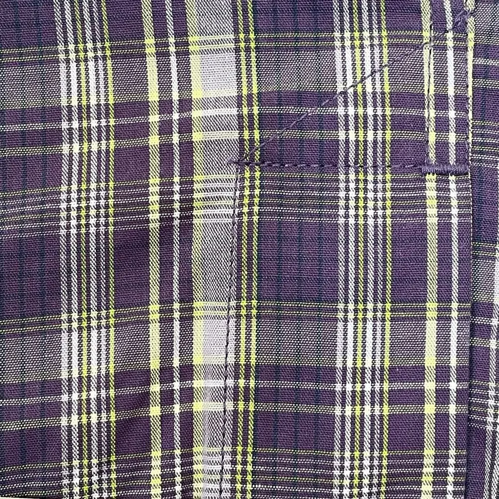 Vintage Structure Boxer Men Small 28/30 Cotton Woven Purple Plaid NOS Sears READ